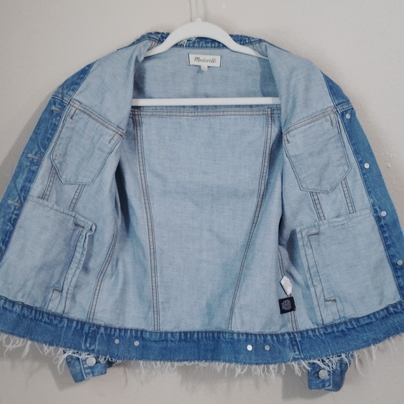 Madewell Collarless Jean Denim Jacket Size Small - Picture 5 of 6